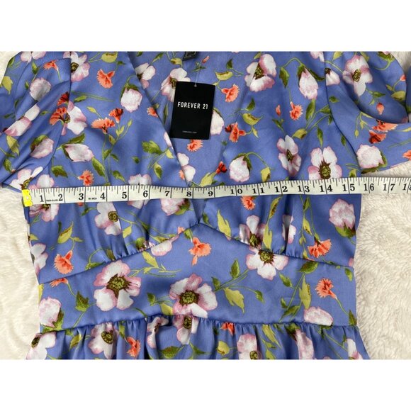 Forever 21 Lavender Floral Peplum Longsleeve Top Size Medium - Picture 10 of 12